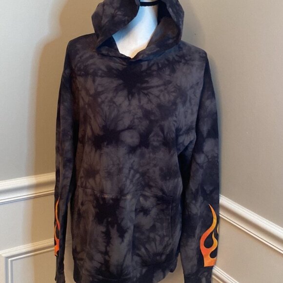 Hot Topic Tie Dye Black Flame Hoodie size Medium - Picture 6 of 8